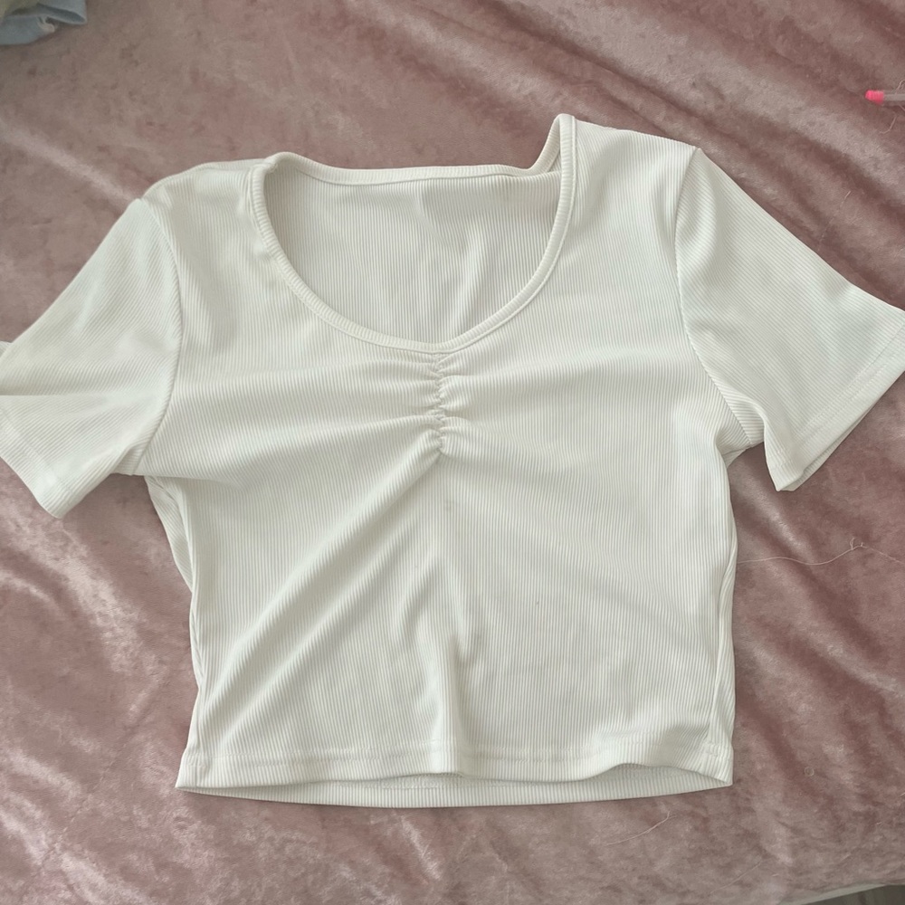 Ruched Ribbed crop top with